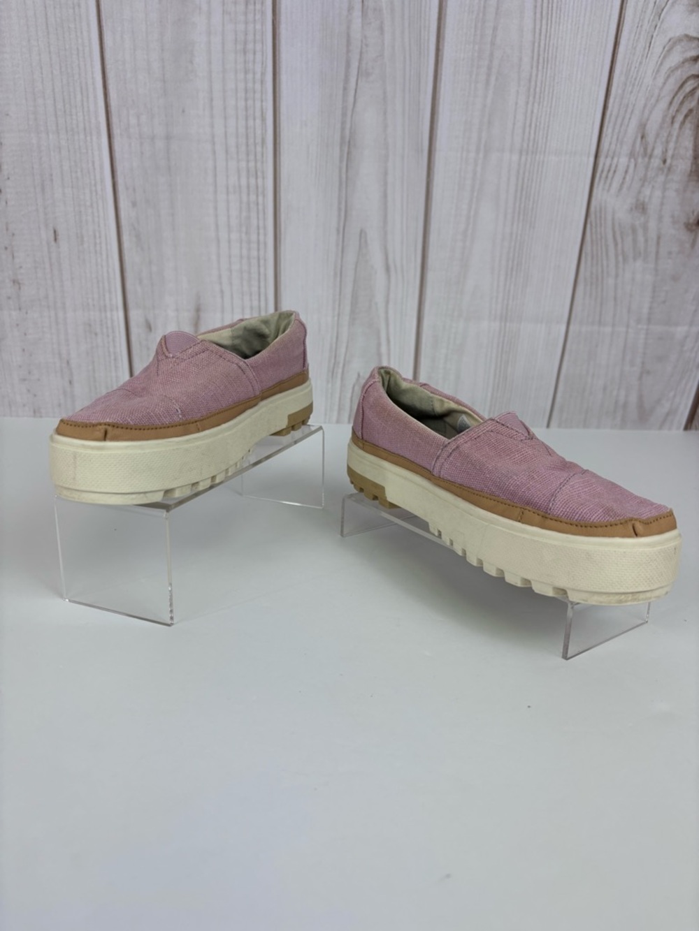 Toms Alpargata Lug Slip-On Loafers Canvas Platform Shoes Love Give Mauve Sz 7.5 - Picture 3 of 16